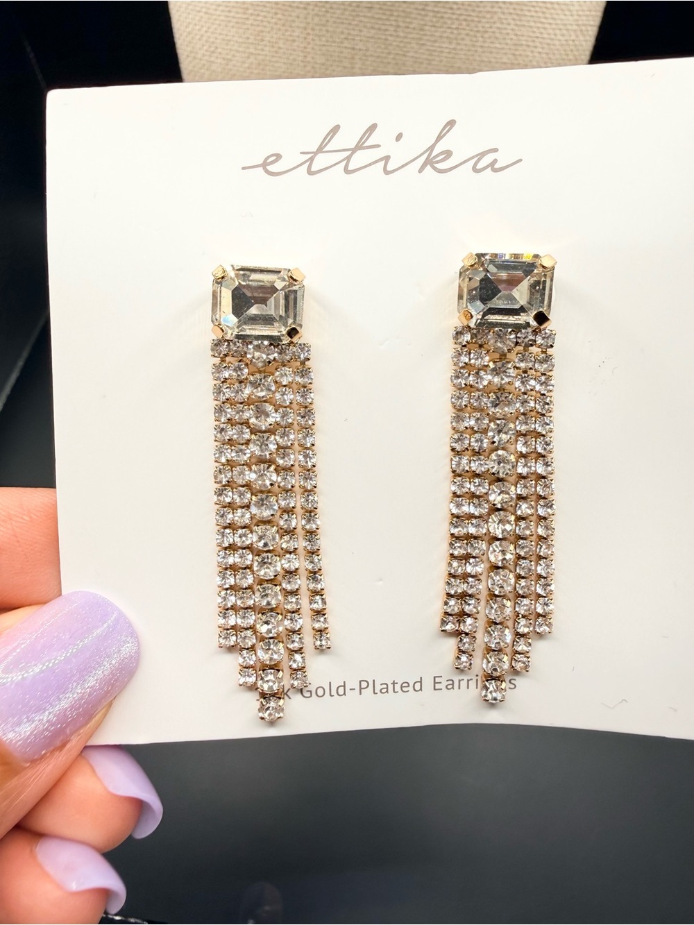 Ettika Formal Gold-Tone Crystal Fringe Drop Earrings